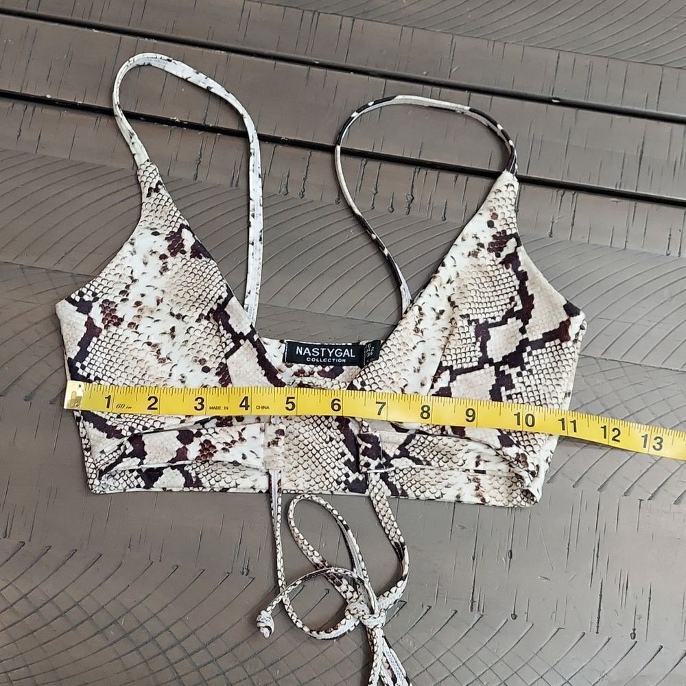 Nasty Gal Snakeskin Print High Waist String Bikini Sz 2 - Picture 7 of 9